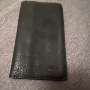 Black leather checkbook, card holder,